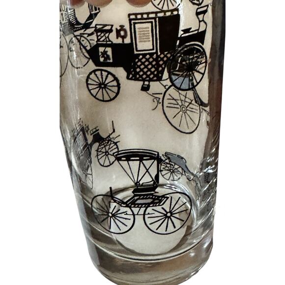 VTG Black Gold Buggy Cars Horseless Carriage Carriage Barware Tumblers (2) AACA - Picture 6 of 9